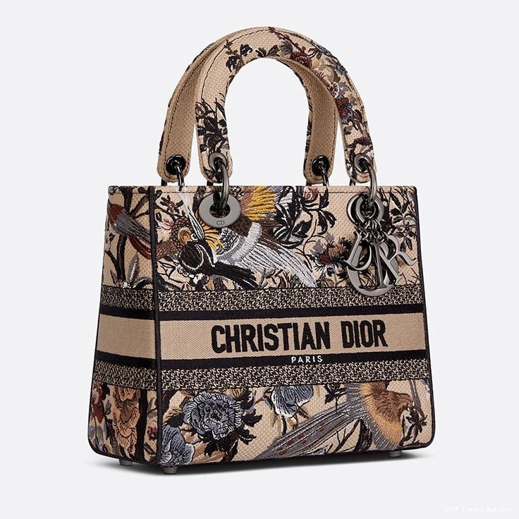 Cheap Motif d'Hiver Jardin Medium Lady Canvas Beige D-lite Bag 0712 Luxury